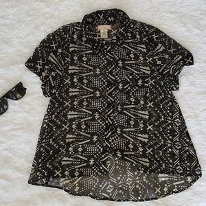 Band Of Gypsies aztec design sheer top (M)